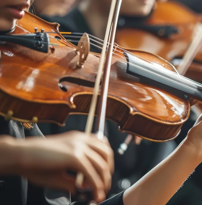 Violenspieler in einem Orchester. KI-generiert.